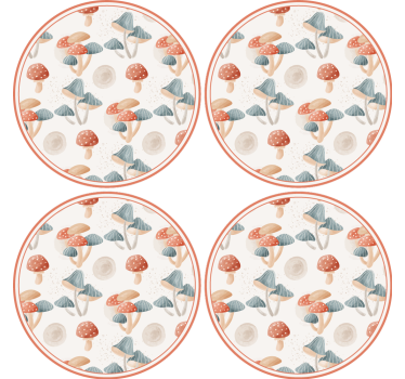 Dessous de verre geek motifs de champignons colorés - TenStickers