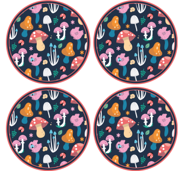 Dessous de verre geek motif de champignons vibrants - TenStickers