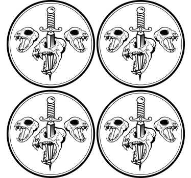 Dessous de verre geek art de la tête de mort et épée - TenStickers