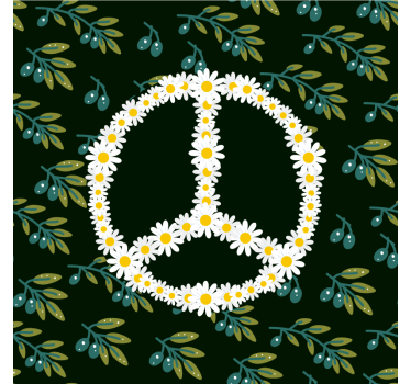 Dessous de verre geek symbole de paix floral - TenStickers
