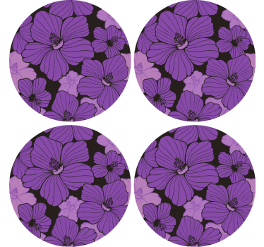 Dessous de verre motif floral violet vibrant - TenStickers