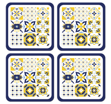 Dessous de verre forme carreaux Style portugais bleu - TenStickers