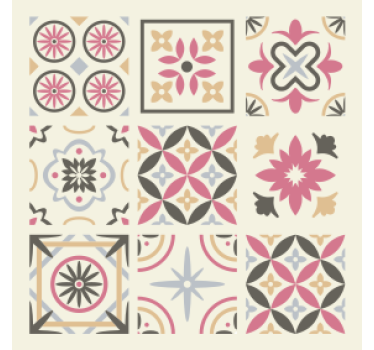 Dessous de verre carreaux élément floral géométrique - TenStickers