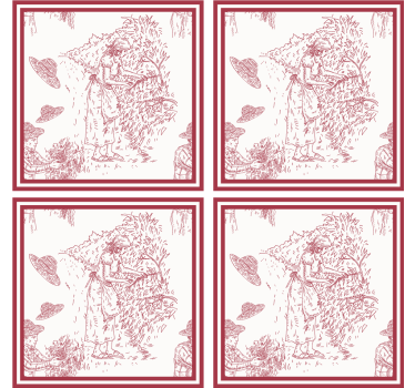 Dessous de verre vintage illustration de scène rustique - TenStickers