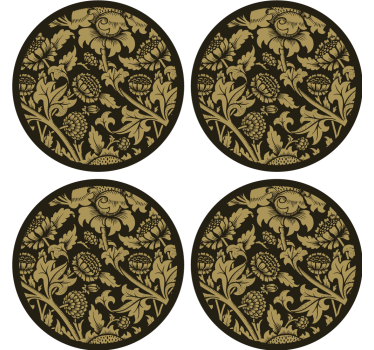 Dessous de verre vintage motif floral doré - TenStickers