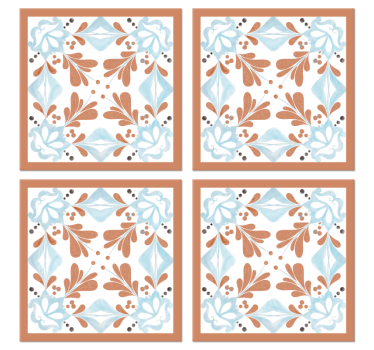 Dessous de verre carreaux méditerranéens avec motif floral - TenStickers