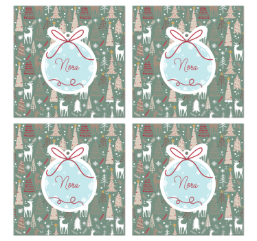 Dessous de verre pour Noël motif forêt personnalisable - TenStickers