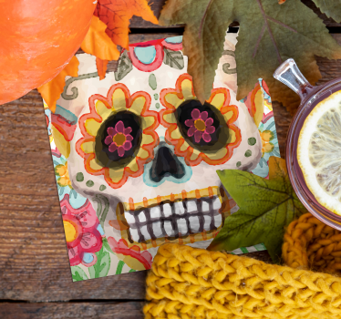 Dessous de verre halloween crâne en sucre coloré - TenStickers