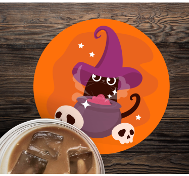 Dessous de verre Illustration chat avec chapeau de sorcière - TenStickers