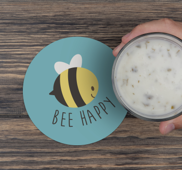 Dessous de verre avec citation Abeille heureuse - TenStickers