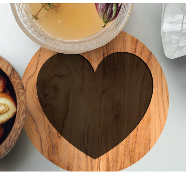 Dessous de verre avec motif Coeur avec texture en bois - TenStickers