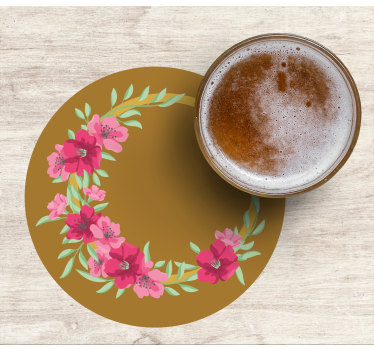 Dessous de verre bière design floral circulaire - TenStickers