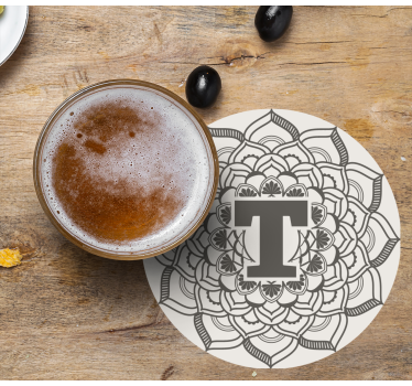 Dessous de verre bière monogramme floral - TenStickers