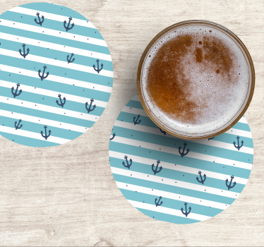 Dessous de verre bière motif ancre rayé nautique - TenStickers