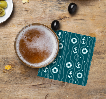 Dessous de verre bière motif ancres et bouées - TenStickers