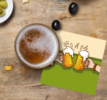 Dessous de verre bière mugs de bière qui s'entrechoquent - TenStickers