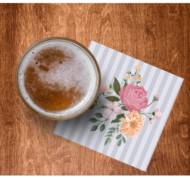 Dessous de verre bière rayures florales - TenStickers