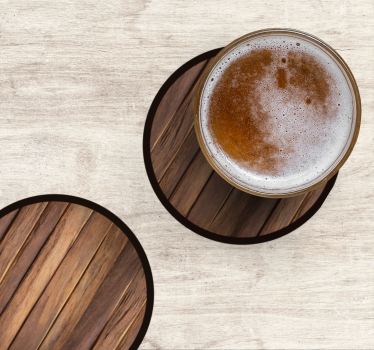 Dessous de verre bière texture bois ronde - TenStickers