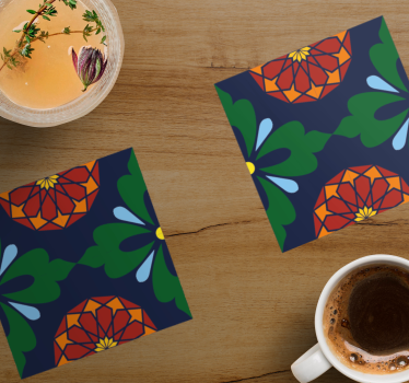 Dessous de verre carreaux imprimé botanique vibrant - TenStickers