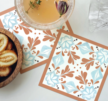 Dessous de verre carreaux méditerranéens avec motif floral - TenStickers