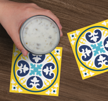 Dessous de verre carreaux motif floral céramique - TenStickers