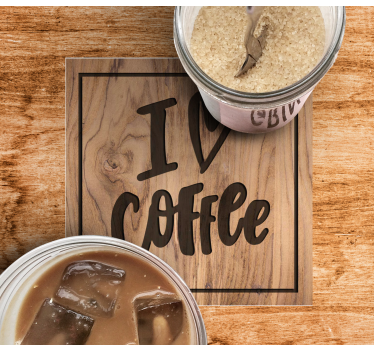 Dessous de verre citation amour du café en bois - TenStickers