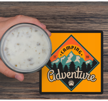 Dessous de verre citation aventure en camping - TenStickers