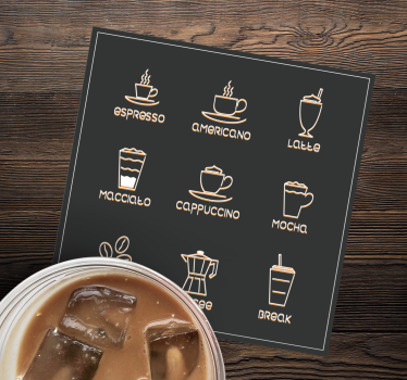 Dessous de verre citation chartes de cafés et boissons - TenStickers