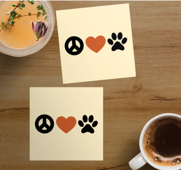 Dessous de verre citation paix amour animaux - TenStickers