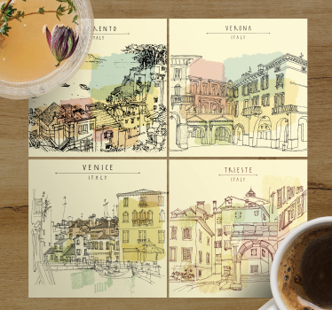 Dessous de verre citation paysages urbains italiens - TenStickers