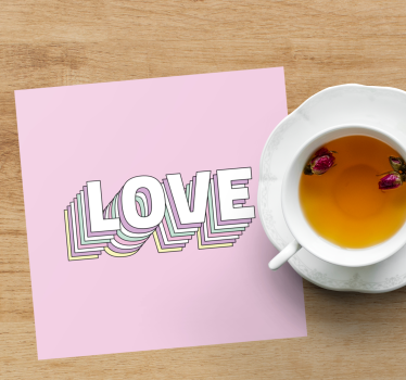 Dessous de verre citation typographie d'amour rose et blanc - TenStickers