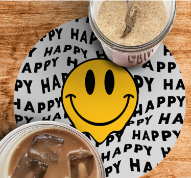 Dessous de verre citation visage souriant heureux - TenStickers