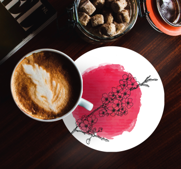 Dessous de verre contours floraux sur fond rose - TenStickers