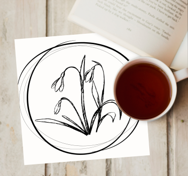 Dessous de verre croquis floral élégant - TenStickers