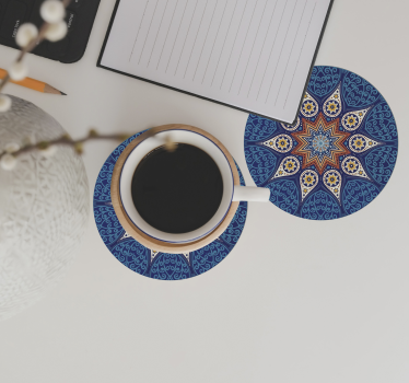 Dessous de verre design mandala bleu complexe - TenStickers