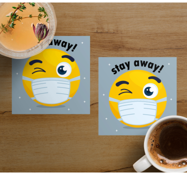 Dessous de verre Émoji clin d'œil avec masque - TenStickers