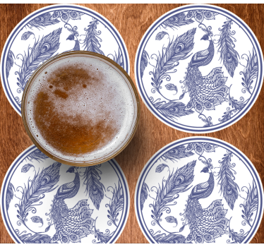 dessous de verre forme carreaux Paon de delft - TenStickers
