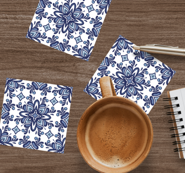 Dessous de verre forme carreaux Style marocain bleu - TenStickers