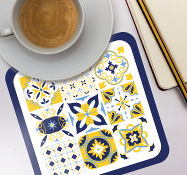Dessous de verre forme carreaux Style portugais bleu - TenStickers