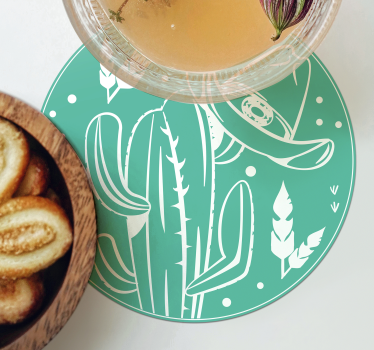 Dessous de verre geek cactus avec chapeau - TenStickers