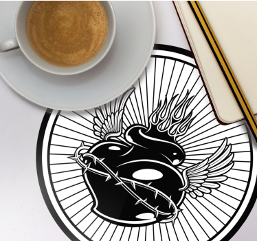 Dessous de verre geek cœur ailé avec épines - TenStickers