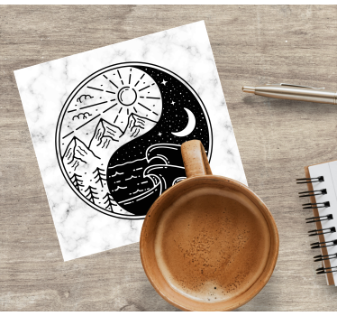 Dessous de verre geek contraste montagne et vague - TenStickers