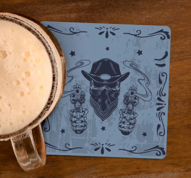 Dessous de verre geek cowboy aux deux revolvers - TenStickers