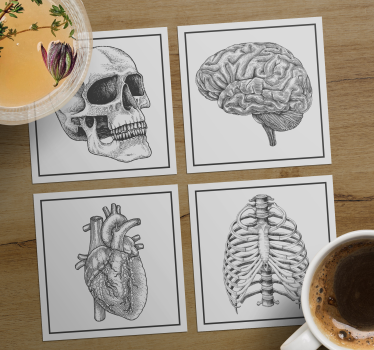 Dessous de verre geek crâne anatomique cerveau cœur - TenStickers