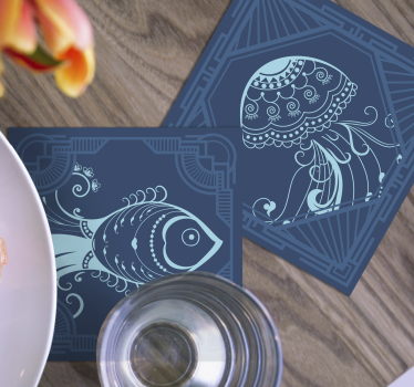 Dessous de verre geek créatures marines fantaisistes - TenStickers