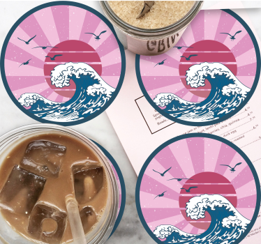 Dessous de verre geek design vagues océaniques rétro - TenStickers