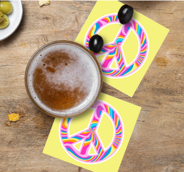 Dessous de verre geek Émblème de paix vibrant - TenStickers