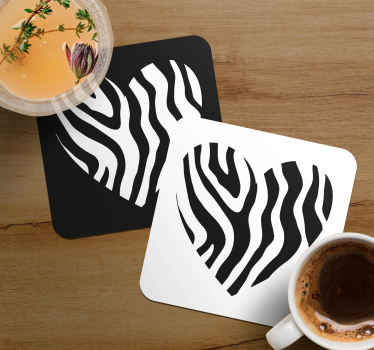 Dessous de verre geek en forme de cœur zèbre - TenStickers