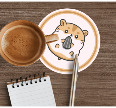 Dessous de verre geek hamster mignon tenant une graine - TenStickers