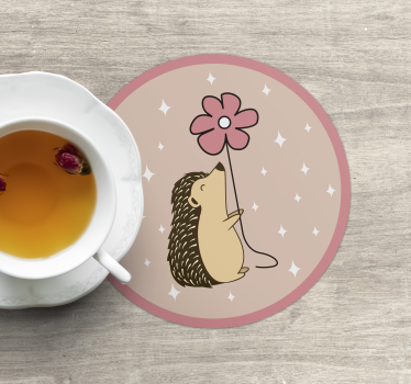 Dessous de verre geek hérisson avec ballon fleuri - TenStickers
